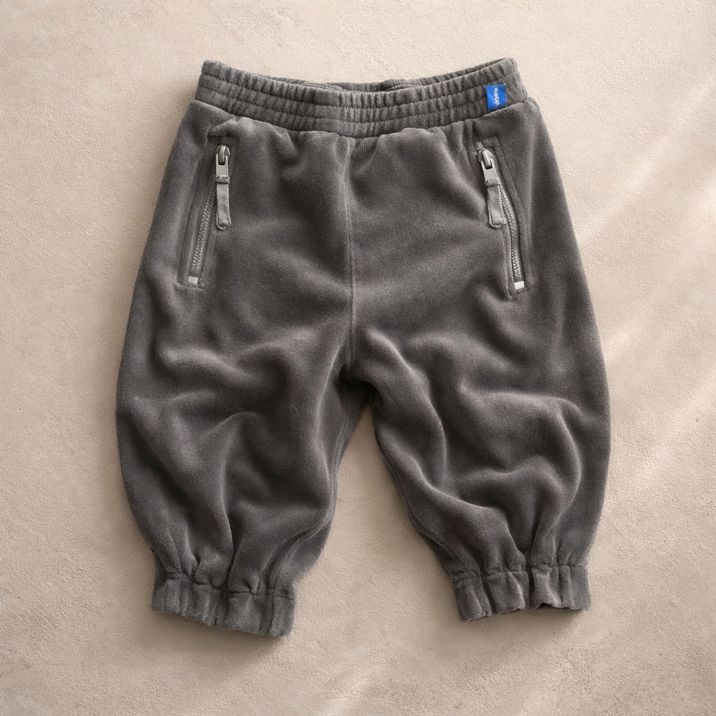 Velour pants with zip